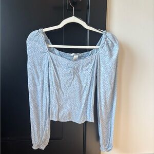 Aerie Light Blue Floral Blouse